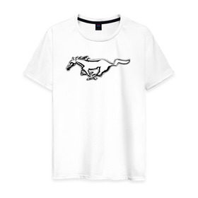 Мужская футболка хлопок с принтом ford mustang в Санкт-Петербурге, 100% хлопок | прямой крой, круглый вырез горловины, длина до линии бедер, слегка спущенное плечо. | ford mustang форд