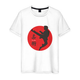 Мужская футболка хлопок с принтом Jiu Jitsu в Санкт-Петербурге, 100% хлопок | прямой крой, круглый вырез горловины, длина до линии бедер, слегка спущенное плечо. | Тематика изображения на принте: 