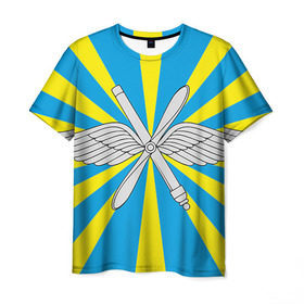 Мужская футболка 3D с принтом Флаг ВВС в Санкт-Петербурге, 100% полиэфир | прямой крой, круглый вырез горловины, длина до линии бедер | авиатор | авиация | герб | летчику