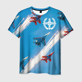 Мужская футболка 3D с принтом Самолеты в Санкт-Петербурге, 100% полиэфир | прямой крой, круглый вырез горловины, длина до линии бедер | авиатор | авиация | ввс | герб | летчику | небо | самолет