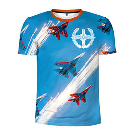 Мужская футболка 3D спортивная с принтом Самолеты в Санкт-Петербурге, 100% полиэстер с улучшенными характеристиками | приталенный силуэт, круглая горловина, широкие плечи, сужается к линии бедра | авиатор | авиация | ввс | герб | летчику | небо | самолет