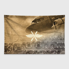 Флаг-баннер с принтом Авиация в Санкт-Петербурге, 100% полиэстер | размер 67 х 109 см, плотность ткани — 95 г/м2; по краям флага есть четыре люверса для крепления | old | авиатор | авиация | ввс | герб | летчику | небо | самолет | чб