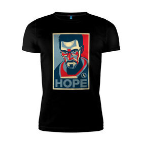Мужская футболка премиум с принтом Half-Life HOPE в Санкт-Петербурге, 92% хлопок, 8% лайкра | приталенный силуэт, круглый вырез ворота, длина до линии бедра, короткий рукав | half life | hl | mr.freeman | мистер фрим | надежда на hl3hope | халф лайф