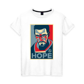 Женская футболка хлопок с принтом Half-Life HOPE в Санкт-Петербурге, 100% хлопок | прямой крой, круглый вырез горловины, длина до линии бедер, слегка спущенное плечо | half life | hl | mr.freeman | мистер фрим | надежда на hl3hope | халф лайф