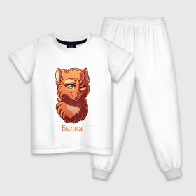 Детская пижама хлопок с принтом Коты - Воители. Белка в Санкт-Петербурге, 100% хлопок |  брюки и футболка прямого кроя, без карманов, на брюках мягкая резинка на поясе и по низу штанин
 | 
