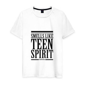 Мужская футболка хлопок с принтом Smells like teen spirit в Санкт-Петербурге, 100% хлопок | прямой крой, круглый вырез горловины, длина до линии бедер, слегка спущенное плечо. | Тематика изображения на принте: smells like teen spirit