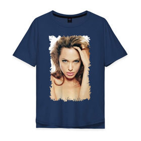 Мужская футболка хлопок Oversize с принтом Анджелина Джоли в Санкт-Петербурге, 100% хлопок | свободный крой, круглый ворот, “спинка” длиннее передней части | angelina jolie | анджелина джоли | кинозвезда