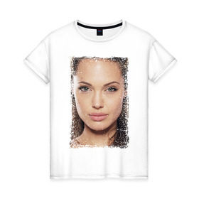 Женская футболка хлопок с принтом Анджелина Джоли (retro style) в Санкт-Петербурге, 100% хлопок | прямой крой, круглый вырез горловины, длина до линии бедер, слегка спущенное плечо | angelina jolie | анджелина джоли | кинозвезда