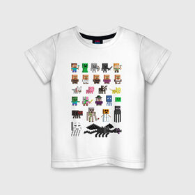 Детская футболка хлопок с принтом Мобы Minecraft в Санкт-Петербурге, 100% хлопок | круглый вырез горловины, полуприлегающий силуэт, длина до линии бедер | крипер