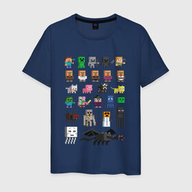 Мужская футболка хлопок с принтом Мобы Minecraft в Санкт-Петербурге, 100% хлопок | прямой крой, круглый вырез горловины, длина до линии бедер, слегка спущенное плечо. | крипер