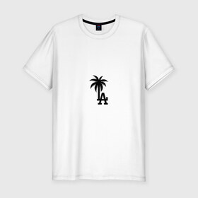 Мужская футболка премиум с принтом Los Angeles palm в Санкт-Петербурге, 92% хлопок, 8% лайкра | приталенный силуэт, круглый вырез ворота, длина до линии бедра, короткий рукав | angeles | la | los | анджелес | ла | лос