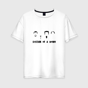 Женская футболка хлопок Oversize с принтом System of a down face в Санкт-Петербурге, 100% хлопок | свободный крой, круглый ворот, спущенный рукав, длина до линии бедер
 | system of a down
