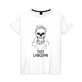 Женская футболка хлопок с принтом Tate Langdon в Санкт-Петербурге, 100% хлопок | прямой крой, круглый вырез горловины, длина до линии бедер, слегка спущенное плечо | american | horror | story | американкая | история