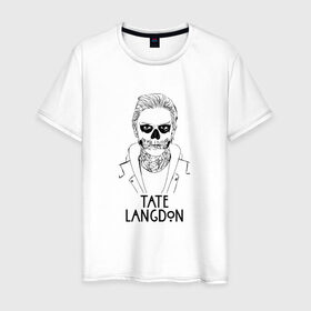 Мужская футболка хлопок с принтом Tate Langdon в Санкт-Петербурге, 100% хлопок | прямой крой, круглый вырез горловины, длина до линии бедер, слегка спущенное плечо. | american | horror | story | американкая | история
