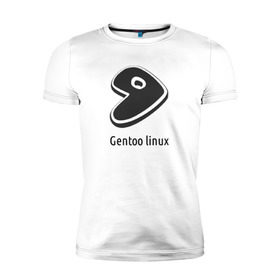 Мужская футболка премиум с принтом Gentoo linux в Санкт-Петербурге, 92% хлопок, 8% лайкра | приталенный силуэт, круглый вырез ворота, длина до линии бедра, короткий рукав | gentoo | gentoo linuxпрограммист | linux | unix | админ