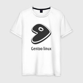 Мужская футболка хлопок с принтом Gentoo linux в Санкт-Петербурге, 100% хлопок | прямой крой, круглый вырез горловины, длина до линии бедер, слегка спущенное плечо. | Тематика изображения на принте: gentoo | gentoo linuxпрограммист | linux | unix | админ