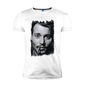 Мужская футболка премиум с принтом Johnny Depp (retro style) в Санкт-Петербурге, 92% хлопок, 8% лайкра | приталенный силуэт, круглый вырез ворота, длина до линии бедра, короткий рукав | johnny depp | голливуд | джонни депп | кинозвезда