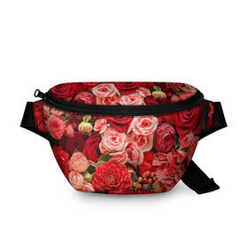 Поясная сумка 3D с принтом Цветы в Санкт-Петербурге, 100% полиэстер | плотная ткань, ремень с регулируемой длиной, внутри несколько карманов для мелочей, основное отделение и карман с обратной стороны сумки застегиваются на молнию | flower | девушкам | розы | цветочки | цветы