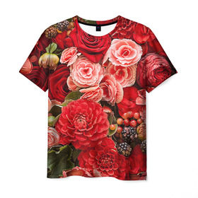 Мужская футболка 3D с принтом Цветы в Санкт-Петербурге, 100% полиэфир | прямой крой, круглый вырез горловины, длина до линии бедер | flower | девушкам | розы | цветочки | цветы