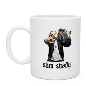 Кружка с принтом Eminem в Санкт-Петербурге, керамика | объем — 330 мл, диаметр — 80 мм. Принт наносится на бока кружки, можно сделать два разных изображения | eminem | slim shady | рэп
