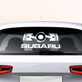 Наклейка на авто - для заднего стекла с принтом Subaru в Санкт-Петербурге, ПВХ | Точные размеры наклейки зависят от выбранного изображения (ширина не больше 75 мм, высота не больше 45 мм) | автобренд | лого | машина | субару
