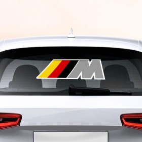 Наклейка на авто - для заднего стекла с принтом BMW в Санкт-Петербурге, ПВХ | Точные размеры наклейки зависят от выбранного изображения (ширина не больше 75 мм, высота не больше 45 мм) | 