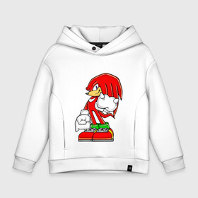 Детское худи Oversize хлопок с принтом Knuckles в Санкт-Петербурге, френч-терри — 70% хлопок, 30% полиэстер. Мягкий теплый начес внутри —100% хлопок | боковые карманы, эластичные манжеты и нижняя кромка, капюшон на магнитной кнопке | Тематика изображения на принте: knukles | sonic | ехидна | наклз | соник