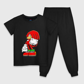 Детская пижама хлопок с принтом Knuckles в Санкт-Петербурге, 100% хлопок |  брюки и футболка прямого кроя, без карманов, на брюках мягкая резинка на поясе и по низу штанин
 | knukles | sonic | ехидна | наклз | соник