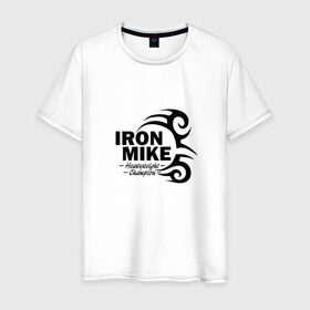 Мужская футболка хлопок с принтом Iron Mike Tyson в Санкт-Петербурге, 100% хлопок | прямой крой, круглый вырез горловины, длина до линии бедер, слегка спущенное плечо. | майк тайсон