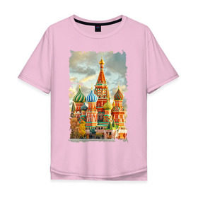 Мужская футболка хлопок Oversize с принтом Собор Василия Блаженного в Санкт-Петербурге, 100% хлопок | свободный крой, круглый ворот, “спинка” длиннее передней части | красная площадь | кремль | москва | осень | россия