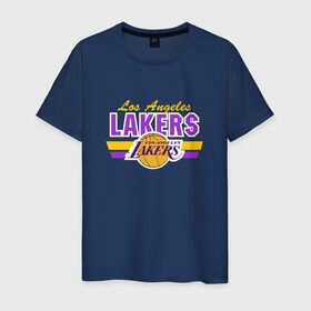 Мужская футболка хлопок с принтом Los Angeles Lakers в Санкт-Петербурге, 100% хлопок | прямой крой, круглый вырез горловины, длина до линии бедер, слегка спущенное плечо. | basketball | lakers | баскетболл | лос анджелес | нба