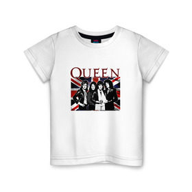 Детская футболка хлопок с принтом Queen band в Санкт-Петербурге, 100% хлопок | круглый вырез горловины, полуприлегающий силуэт, длина до линии бедер | england | freddie | mercury | queen   легендарная рок группаqueen | фредди меркьури