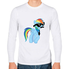 Мужской лонгслив хлопок с принтом Rainbow Dash в Санкт-Петербурге, 100% хлопок |  | mlp | pony | rainbow dash | пони | радуга | рэйнбоу | усы