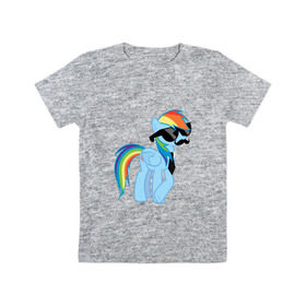 Детская футболка хлопок с принтом Rainbow Dash в Санкт-Петербурге, 100% хлопок | круглый вырез горловины, полуприлегающий силуэт, длина до линии бедер | Тематика изображения на принте: mlp | pony | rainbow dash | пони | радуга | рэйнбоу | усы