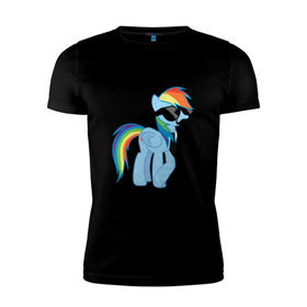 Мужская футболка премиум с принтом Rainbow Dash в Санкт-Петербурге, 92% хлопок, 8% лайкра | приталенный силуэт, круглый вырез ворота, длина до линии бедра, короткий рукав | mlp | pony | rainbow dash | пони | радуга | рэйнбоу | усы