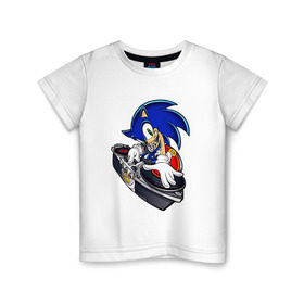 Детская футболка хлопок с принтом Sonic в Санкт-Петербурге, 100% хлопок | круглый вырез горловины, полуприлегающий силуэт, длина до линии бедер | dj | sega | sonic главный персонаж серии комиксов и мультфильмовsonic | сонник