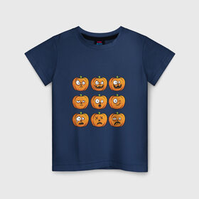 Детская футболка хлопок с принтом Набор тыкв (Хеллоуин) в Санкт-Петербурге, 100% хлопок | круглый вырез горловины, полуприлегающий силуэт, длина до линии бедер | halloween | мистика | смайл | тыква | ужас | хеллоуин