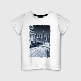 Детская футболка хлопок с принтом Ночной город в Санкт-Петербурге, 100% хлопок | круглый вырез горловины, полуприлегающий силуэт, длина до линии бедер | америка | мегаполис | ночь | столица | сша