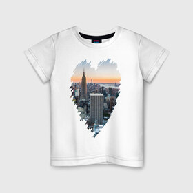 Детская футболка хлопок с принтом Любимый Нью-Йорк в Санкт-Петербурге, 100% хлопок | круглый вырез горловины, полуприлегающий силуэт, длина до линии бедер | Тематика изображения на принте: new york | америка | мегаполис | сердце | я люблю