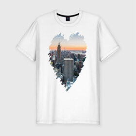 Мужская футболка премиум с принтом Любимый Нью-Йорк в Санкт-Петербурге, 92% хлопок, 8% лайкра | приталенный силуэт, круглый вырез ворота, длина до линии бедра, короткий рукав | new york | америка | мегаполис | сердце | я люблю