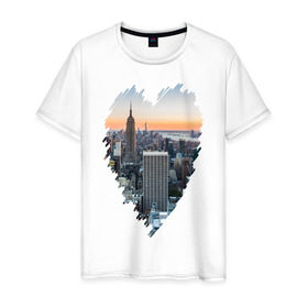Мужская футболка хлопок с принтом Любимый Нью-Йорк в Санкт-Петербурге, 100% хлопок | прямой крой, круглый вырез горловины, длина до линии бедер, слегка спущенное плечо. | new york | америка | мегаполис | сердце | я люблю