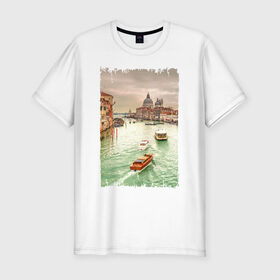 Мужская футболка премиум с принтом Венеция в Санкт-Петербурге, 92% хлопок, 8% лайкра | приталенный силуэт, круглый вырез ворота, длина до линии бедра, короткий рукав | венеция | город на воде | италия