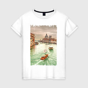 Женская футболка хлопок с принтом Венеция в Санкт-Петербурге, 100% хлопок | прямой крой, круглый вырез горловины, длина до линии бедер, слегка спущенное плечо | венеция | город на воде | италия
