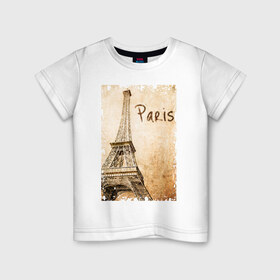 Детская футболка хлопок с принтом Paris (retro style) в Санкт-Петербурге, 100% хлопок | круглый вырез горловины, полуприлегающий силуэт, длина до линии бедер | Тематика изображения на принте: 