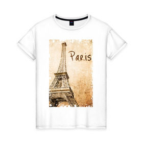 Женская футболка хлопок с принтом Paris (retro style) в Санкт-Петербурге, 100% хлопок | прямой крой, круглый вырез горловины, длина до линии бедер, слегка спущенное плечо | 