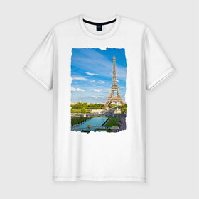 Мужская футболка премиум с принтом Париж (лето) в Санкт-Петербурге, 92% хлопок, 8% лайкра | приталенный силуэт, круглый вырез ворота, длина до линии бедра, короткий рукав | Тематика изображения на принте: 
