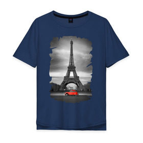 Мужская футболка хлопок Oversize с принтом Эйфелева башня в Санкт-Петербурге, 100% хлопок | свободный крой, круглый ворот, “спинка” длиннее передней части | france | paris | париж | франция | эйфелева башня