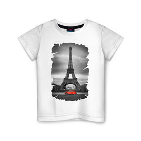 Детская футболка хлопок с принтом Эйфелева башня в Санкт-Петербурге, 100% хлопок | круглый вырез горловины, полуприлегающий силуэт, длина до линии бедер | france | paris | париж | франция | эйфелева башня