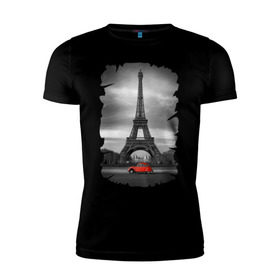 Мужская футболка премиум с принтом Эйфелева башня в Санкт-Петербурге, 92% хлопок, 8% лайкра | приталенный силуэт, круглый вырез ворота, длина до линии бедра, короткий рукав | france | paris | париж | франция | эйфелева башня