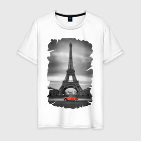 Мужская футболка хлопок с принтом Эйфелева башня в Санкт-Петербурге, 100% хлопок | прямой крой, круглый вырез горловины, длина до линии бедер, слегка спущенное плечо. | france | paris | париж | франция | эйфелева башня